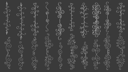 Set of horizontal hand-drawn patterned banners 