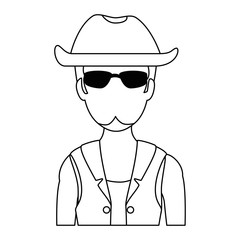 rough motorcyclist with hat avatar character vector illustration design
