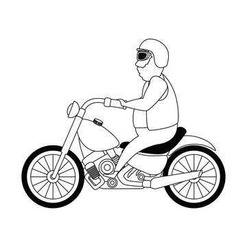 rough motorcyclist avatar character vector illustration design