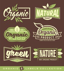 Set of raw, vegan, healthy food labels, stickers and design elements. 