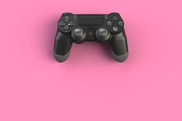 Computer game competition. Gaming concept. Black joystick isolated on pink background, 3D rendering © krung99