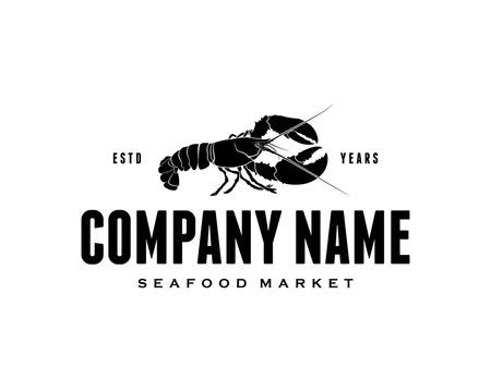 Black Lobster Food Vector Animal Logo Company Symbol for Restaurant