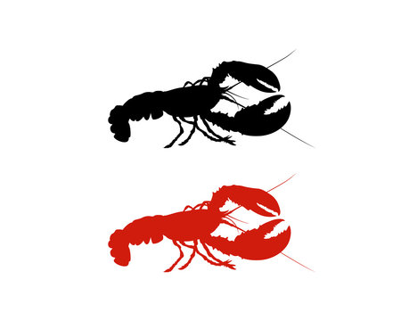 Black and Red Lobster Food Vector Animal Logo Symbol for Restaurant