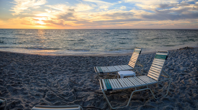 Chairs Along Vanderbilt Beach In Naples, Florida