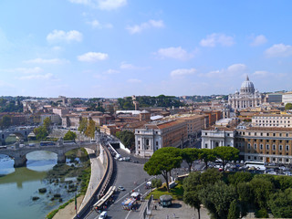 Fototapeta na wymiar Rome skyline with Tiber River and St. Peter's Basilica