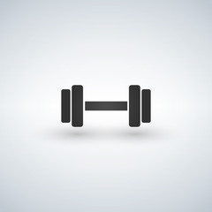 Dumbbells icon. Fitness sport symbol. Gym workout equipment. Circle buttons with flat sign. Vector