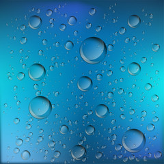 Water bubble rising on blue background. 