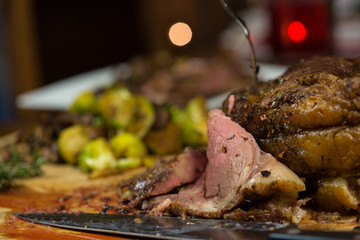 Cutting a Medium Rare Prime Rib Roast
