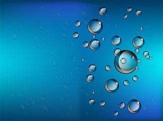 Water bubble rising on blue background. 