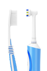 Simple Toothbrush and New Electric Toothbrush. 3d Rendering