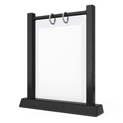 Black Wooden White Blank Transparent Table Plate Flip Menu Card Holder. 3d Rendering