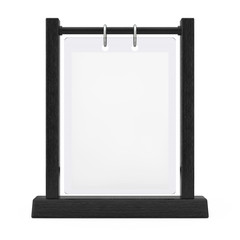 Black Wooden White Blank Transparent Table Plate Flip Menu Card Holder. 3d Rendering
