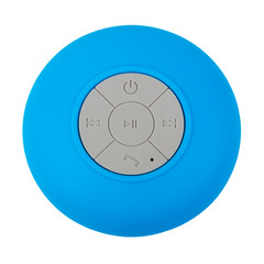 Mini Blue Waterproof Bluetooth Wireless Loudspeaker with Mobile Phone Control Knobs.