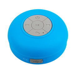 Mini Blue Waterproof Bluetooth Wireless Loudspeaker with Mobile Phone Control Knobs.