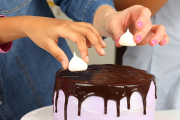 decoration cake decoration with chocolate icing.