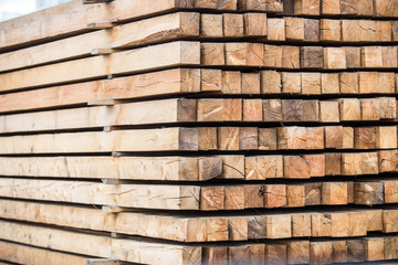A pile of treated wood. Closeup.