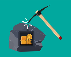 Golden coin with computer chip.