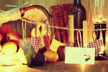 Valentine's Day candles wine