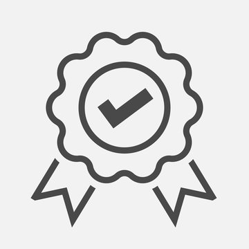approved or certified badge correct mark icon line vector 