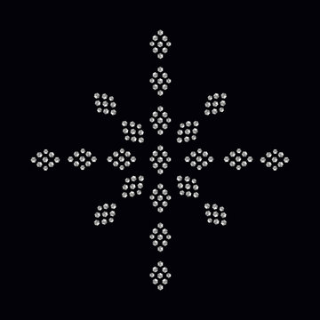 Rhinestone applique print for textile clothes in fashion luxury design. Trendy vector crystal studs embellishment with brilliants for apparel. Jewelry ornament embroidery for t-shirt hotfix transfer