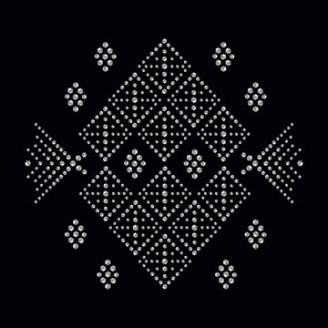 Rhinestone applique print for textile clothes in fashion luxury design. Trendy vector crystal studs embellishment with brilliants for apparel. Jewelry ornament embroidery for t-shirt hotfix transfer