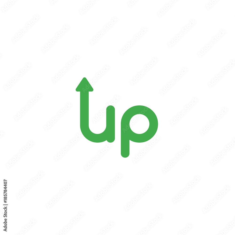 Poster flat design vector concept of up word with arrow moving up