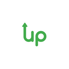 Flat design vector concept of up word with arrow moving up