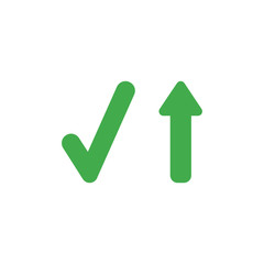 Flat design vector concept of check mark with arrow moving up