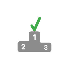 Obraz premium Flat design vector concept of check mark on podium and first place