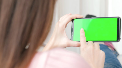woman with green screen