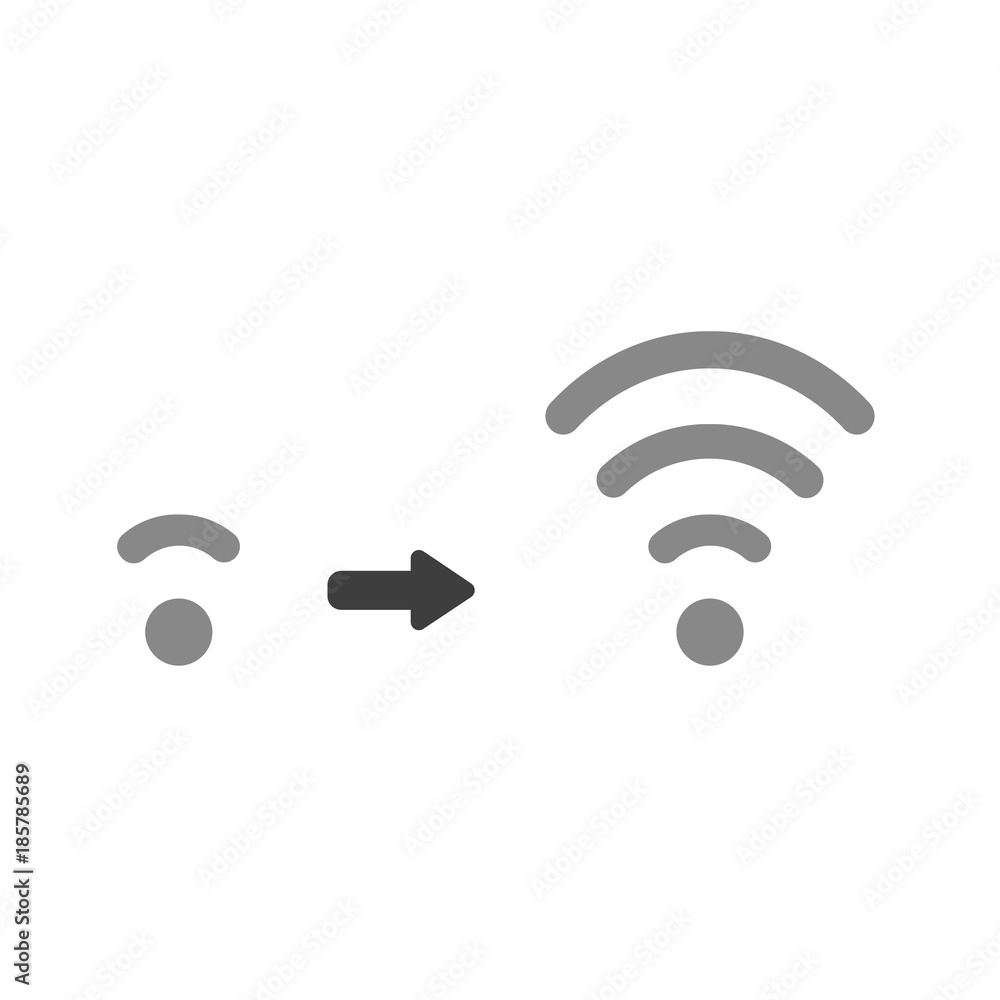 Poster flat design vector concept of boost wireless wifi signal low to high