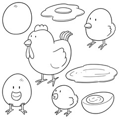 vector set of chicken and egg