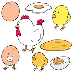 vector set of chicken and egg
