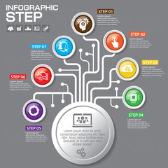 Business concept with 7 options, parts, steps or processes. Can be used for workflow layout, diagram, number options, web design.