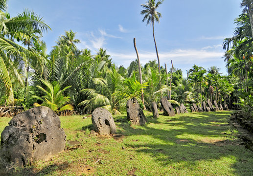 Rai, or stone money in Gael bank on the island of Yap, Micronesia
