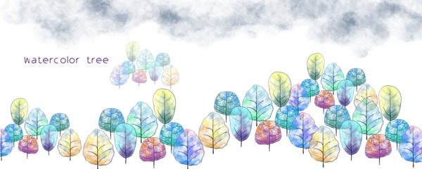 Colorful watercolor tree