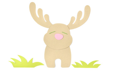 Deer paper cut on white background - isolated