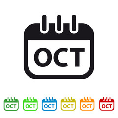 October Calendar Icon -  Colorful Vector symbol