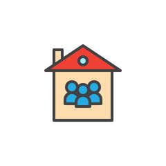 Family house filled outline icon, line vector sign, linear colorful pictogram isolated on white. Symbol, logo illustration. Pixel perfect vector graphics
