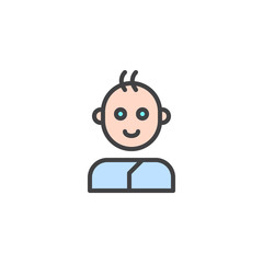 Baby boy filled outline icon, line vector sign, linear colorful pictogram isolated on white. Child symbol, logo illustration. Pixel perfect vector graphics