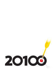 Yellow Dart hit Right on the center of the Target with number 2018 with copyspace, Target of the Year 2018 concept