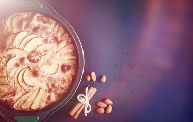 Preparation of apple pie at home. Homemade pastries with apples 