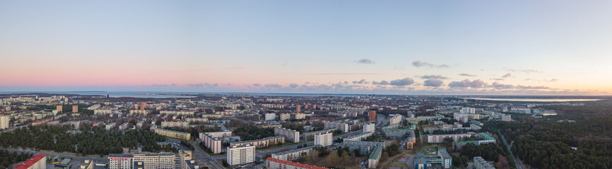 Fototapeta na wymiar Aerial view of city Tallinn Estonia, panorama of district Mustamjae