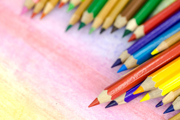 Large colored pencils close-up