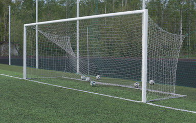 soccer gate goal on green grass