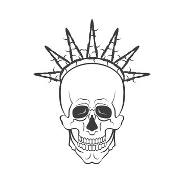 Vector skull with barbed wire symbol. Freedom concept illustration