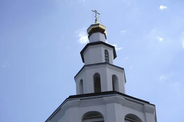 old white church in overlooking the on summer's day