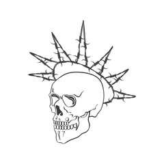 Skull with barbed wire vector illustration on white background