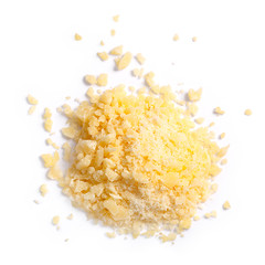 Grated parmesan grana cheese, top, paths - obrazy, fototapety, plakaty