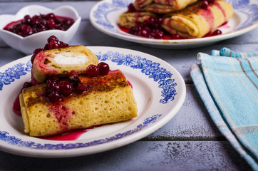 Pancakes with white filling